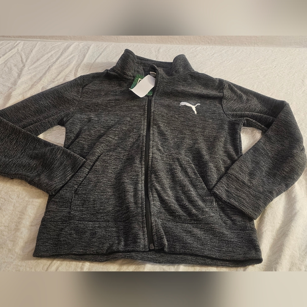 NWT PUMA Boys' size M 10/12 Logo Fleece Zip Up Jacket